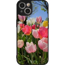 Coque iPhone 14 - Silicone rigide noir Tulips Spring 2026