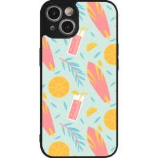 Coque iPhone 14 - Silicone rigide noir Summer 2025 Pattern citron
