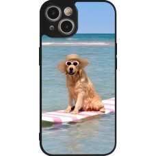 iPhone 14 Case Hülle - Silikon schwarz Summer Dog on Paddle