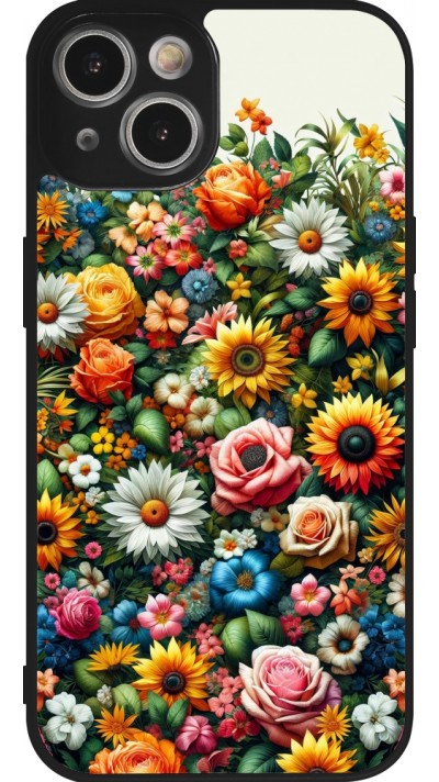 Coque iPhone 14 - Silicone rigide noir Summer Floral Pattern
