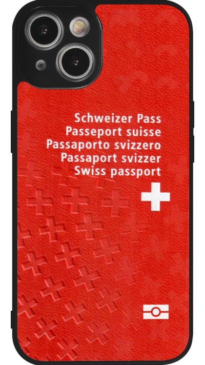 Coque iPhone 14 - Silicone rigide noir Swiss Passport
