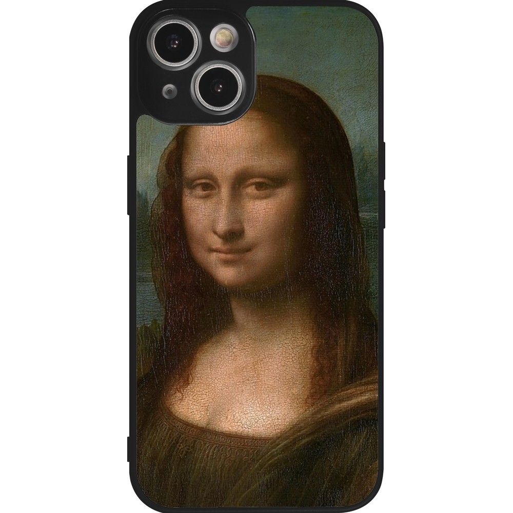 Coque iPhone 14 - Silicone rigide noir Tableau art - La Joconde - Léonard de Vinci