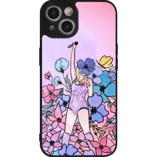 Coque iPhone 14 - Silicone rigide noir Taylor Swift Sketch - Pink
