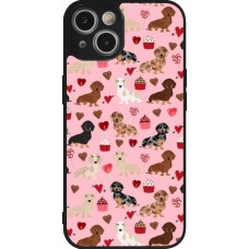 Coque iPhone 14 - Silicone rigide noir Valentine 2024 puppy love