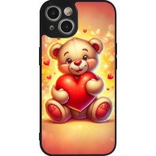 iPhone 14 Case Hülle - Silikon schwarz Valentin 2024 Teddy Liebe