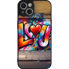 iPhone 14 Case Hülle - Silikon schwarz Valentin 2025 Liebe U Tag