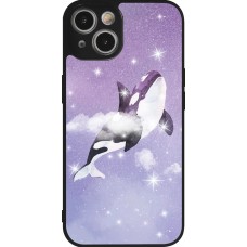 iPhone 14 Case Hülle - Silikon schwarz Whale in sparking stars