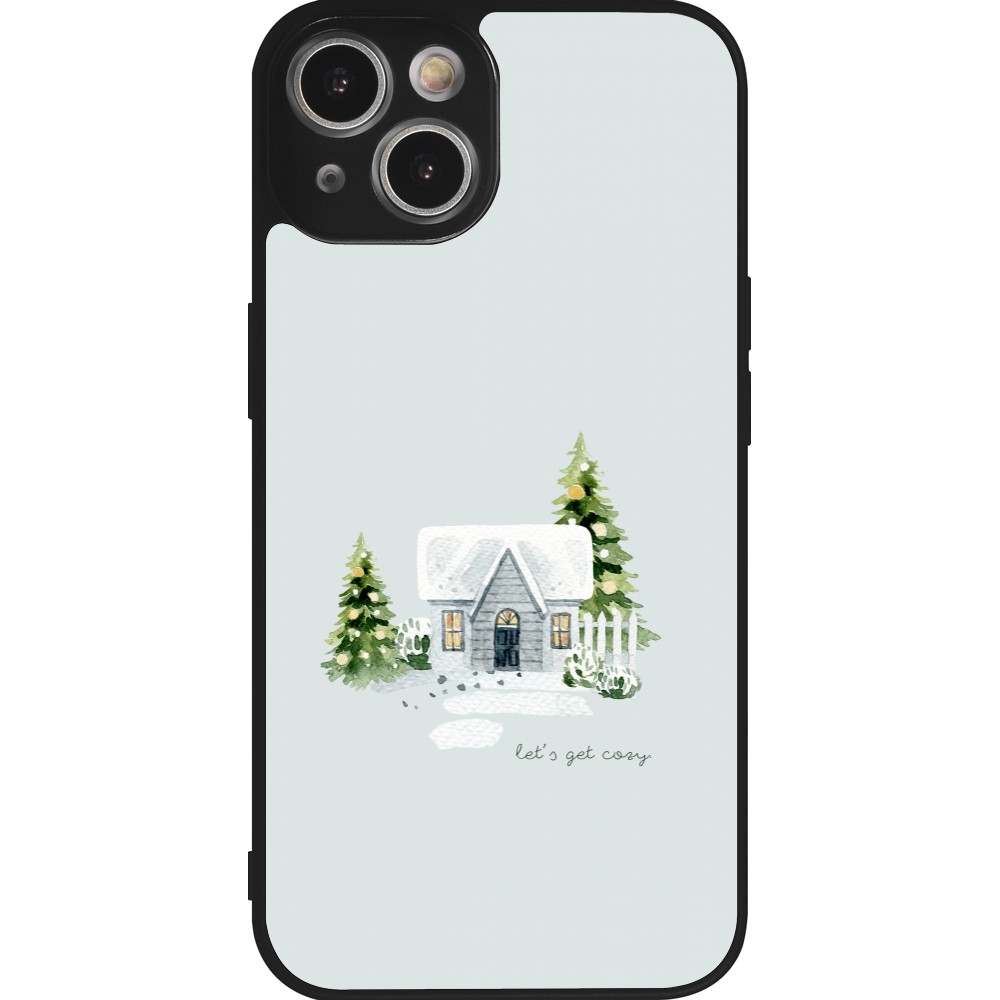 Coque iPhone 14 - Silicone rigide noir Winter 25 Cosy House
