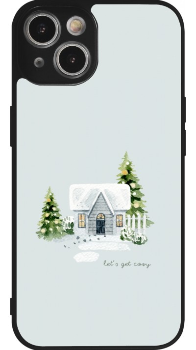 Coque iPhone 14 - Silicone rigide noir Winter 25 Cosy House