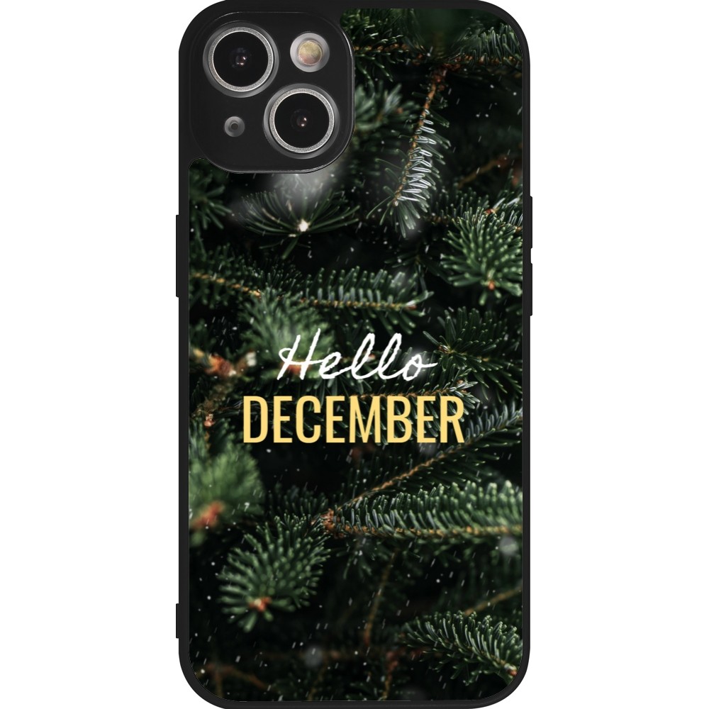 Coque iPhone 14 - Silicone rigide noir Winter 25 Winter hello december
