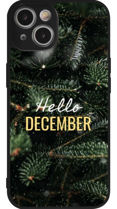 Coque iPhone 14 - Silicone rigide noir Winter 25 Winter hello december