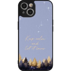 Coque iPhone 14 - Silicone rigide noir Winter 25 Winter illustration of trees