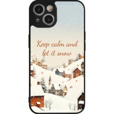 Coque iPhone 14 - Silicone rigide noir Winter 25 Winter Keep calm and let it snow