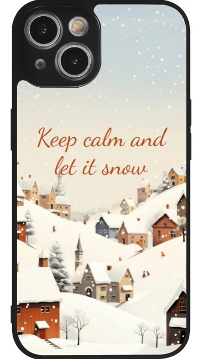 Coque iPhone 14 - Silicone rigide noir Winter 25 Winter Keep calm and let it snow