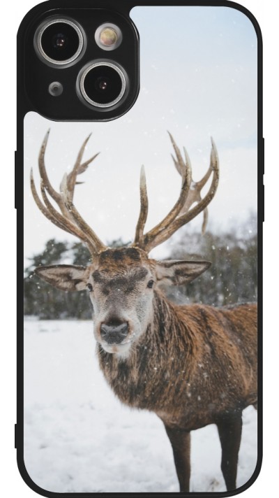 Coque iPhone 14 - Silicone rigide noir Winter 25 Winter reindeer