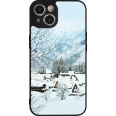 Coque iPhone 14 - Silicone rigide noir Winter 25 Winter snowy landscape