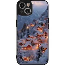 Coque iPhone 14 - Silicone rigide noir Winter 25 Winter snowy village