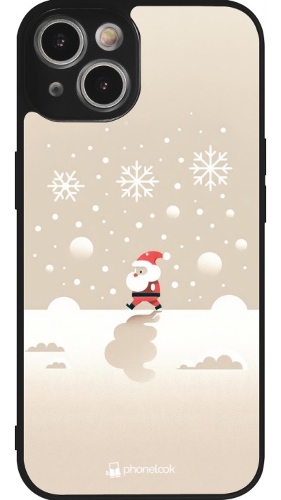 Coque iPhone 14 - Silicone rigide noir Noël 2023 Minimalist Santa