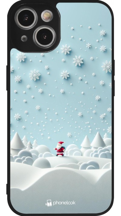 Coque iPhone 14 - Silicone rigide noir Noël 2023 Petit Père Flocon