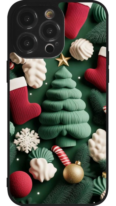 Coque iPhone 14 Pro Max - Silicone rigide noir Christmas 25 Christmas textiles
