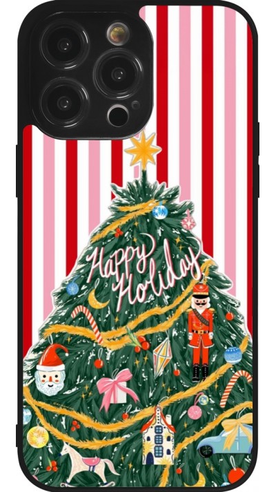 Coque iPhone 14 Pro Max - Silicone rigide noir Christmas 25 Happy Holiday