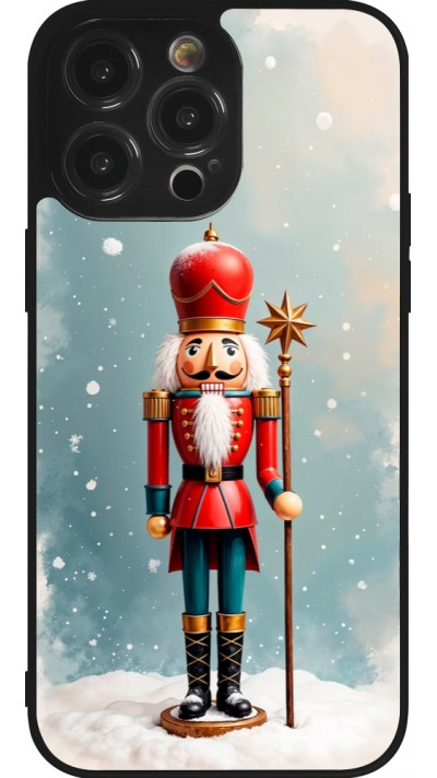 Coque iPhone 14 Pro Max - Silicone rigide noir Christmas 25 Nutcracker Snow