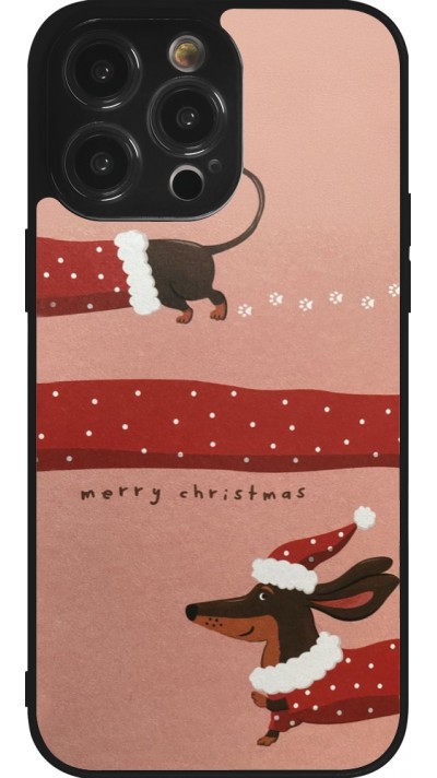 Coque iPhone 14 Pro Max - Silicone rigide noir Christmas 25 Teckel Merry Xmas