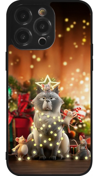 Coque iPhone 14 Pro Max - Silicone rigide noir Christmas 25 Xmas Cat