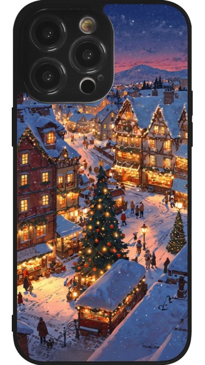 Coque iPhone 14 Pro Max - Silicone rigide noir Christmas 25 Xmas Village