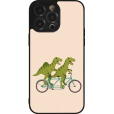 Coque iPhone 14 Pro Max - Silicone rigide noir Dinosaurs on bikes 2026