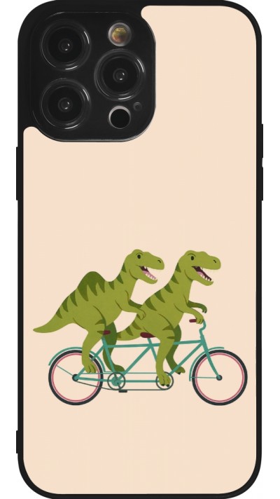 Coque iPhone 14 Pro Max - Silicone rigide noir Dinosaurs on bikes 2026
