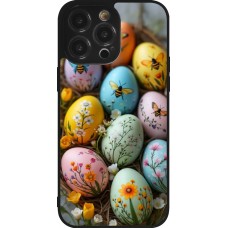 Coque iPhone 14 Pro Max - Silicone rigide noir Easter 2026 Eggs with bees