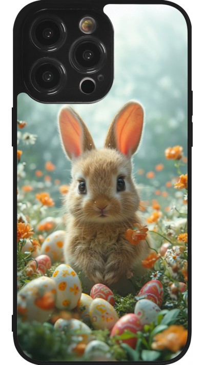 Coque iPhone 14 Pro Max - Silicone rigide noir Easter 2026 Rabbit in the garden