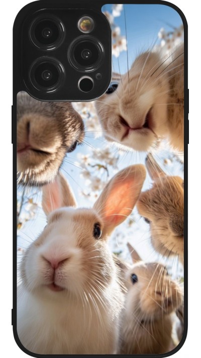 Coque iPhone 14 Pro Max - Silicone rigide noir Easter 2026 Rabbits