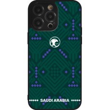 Coque iPhone 14 Pro Max - Silicone rigide noir Maillot de football Arabie saoudite 2026 personnalisable