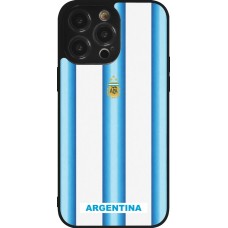 Coque iPhone 14 Pro Max - Silicone rigide noir Maillot de football Argentine 2026 personnalisable