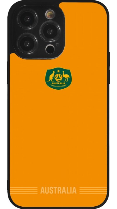 Coque iPhone 14 Pro Max - Silicone rigide noir Maillot de football Australie 2026 personnalisable