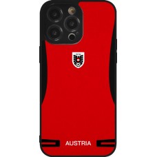 Coque iPhone 14 Pro Max - Silicone rigide noir Maillot de football Autriche 2026 personnalisable