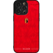 Coque iPhone 14 Pro Max - Silicone rigide noir Maillot de football Belgique 2026 personnalisable