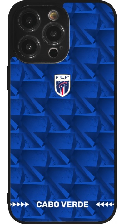Coque iPhone 14 Pro Max - Silicone rigide noir Maillot de football Cap-Vert 2026 personnalisable