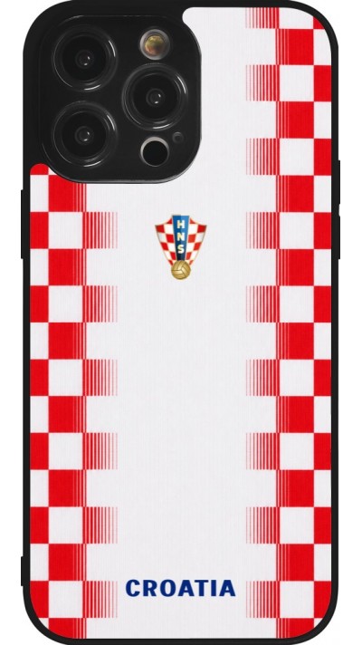 Coque iPhone 14 Pro Max - Silicone rigide noir Maillot de football Croatie 2026 personnalisable