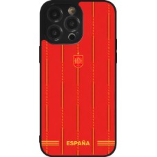 Coque iPhone 14 Pro Max - Silicone rigide noir Maillot de football Espagne 2026 personnalisable