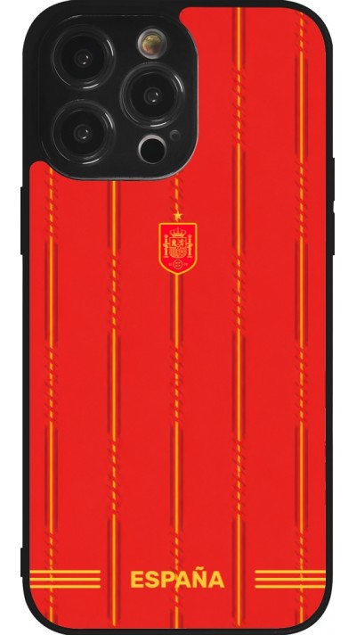 Coque iPhone 14 Pro Max - Silicone rigide noir Maillot de football Espagne 2026 personnalisable