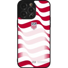 Coque iPhone 14 Pro Max - Silicone rigide noir Maillot de football États-Unis 2026 personnalisable