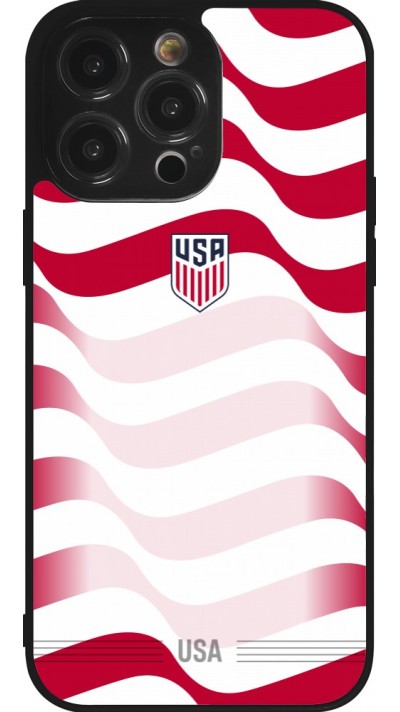 Coque iPhone 14 Pro Max - Silicone rigide noir Maillot de football E?tats Unis 2026 personnalisable