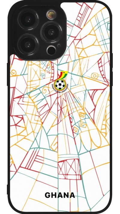 Coque iPhone 14 Pro Max - Silicone rigide noir Maillot de football Ghana 2026 personnalisable