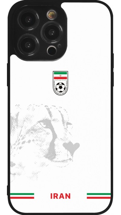 Coque iPhone 14 Pro Max - Silicone rigide noir Maillot de football Iran 2026 personnalisable