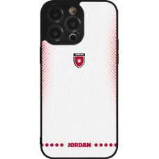 Coque iPhone 14 Pro Max - Silicone rigide noir Maillot de football Jordanie 2026 personnalisable