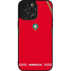 Coque iPhone 14 Pro Max - Silicone rigide noir Maillot de football Maroc 2026 personnalisable