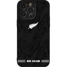 Coque iPhone 14 Pro Max - Silicone rigide noir Maillot de football Nouvelle-Zélande 2026 personnalisable